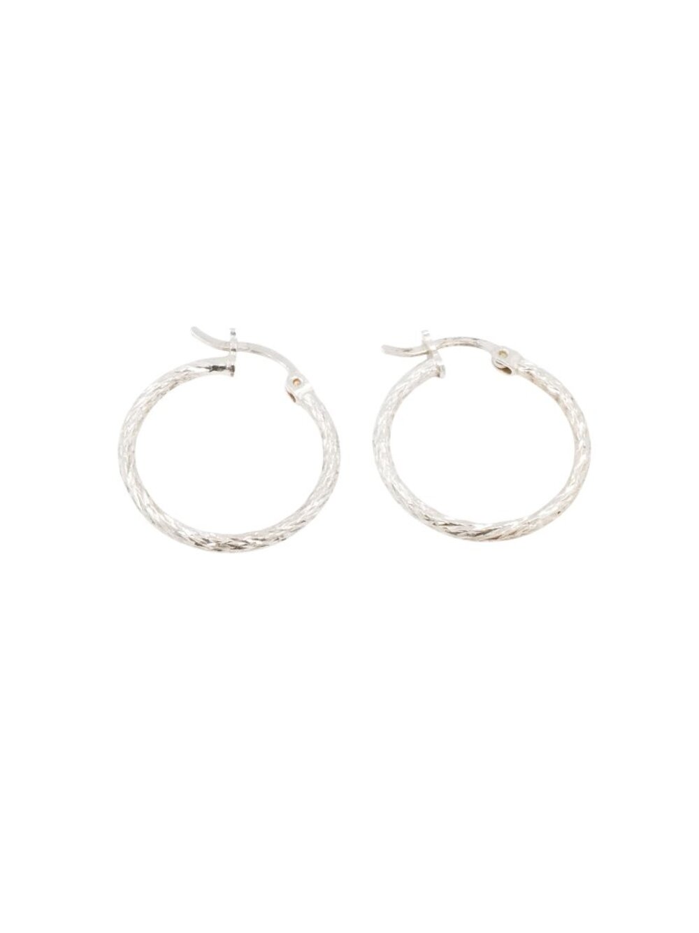 Sterling Silver Textured Hoop Earrings 1 Inch